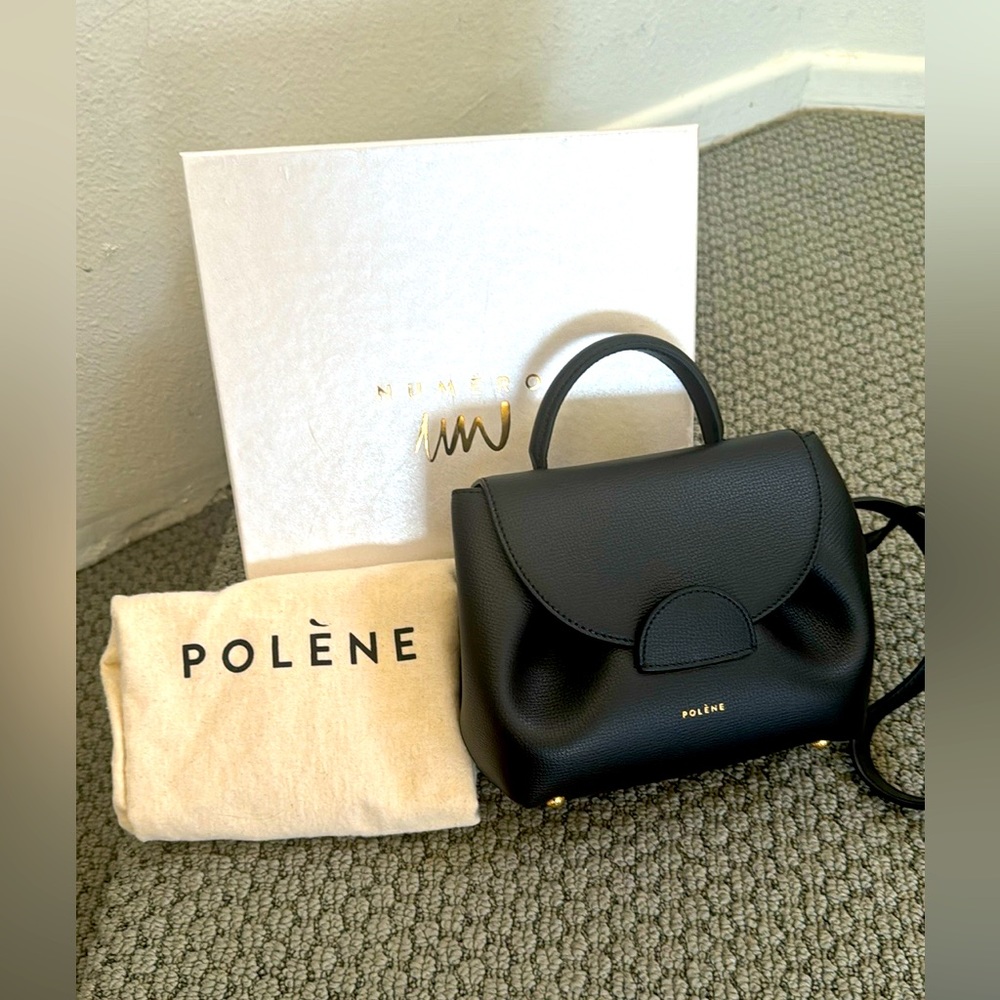 Polène Numéro Un Nano Bag - Black Textured leather